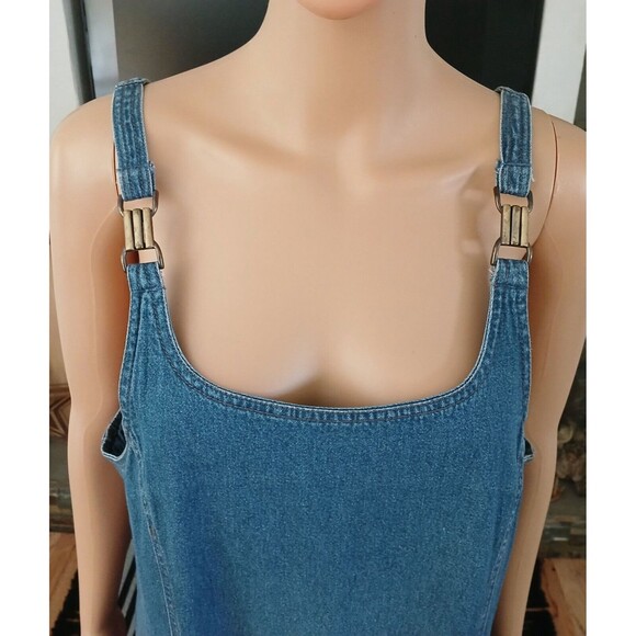 Denim Dress Maxi Size 14 Back Zipper Large Deep Pockets Cotton Casual Summer - Picture 11 of 15